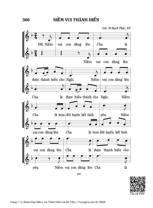 Sheet PDF of Niềm  Vui Thánh Hiến