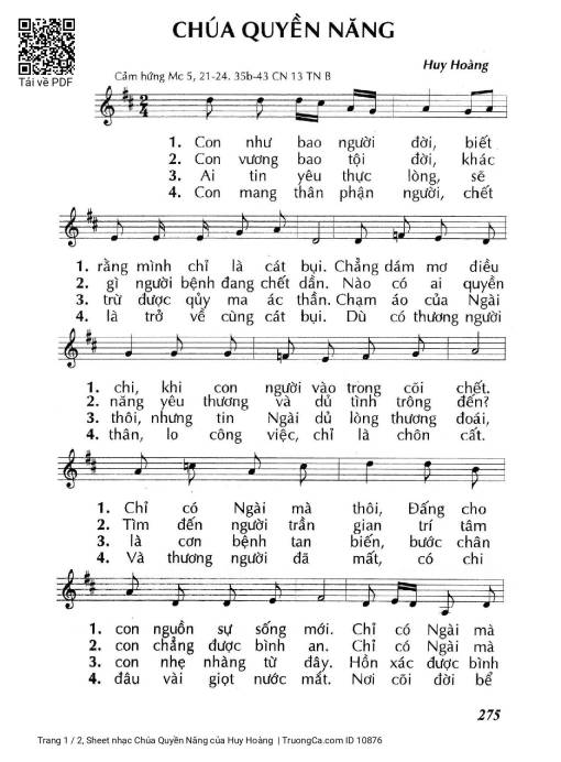 Sheet PDF of Chúa Quyền Năng