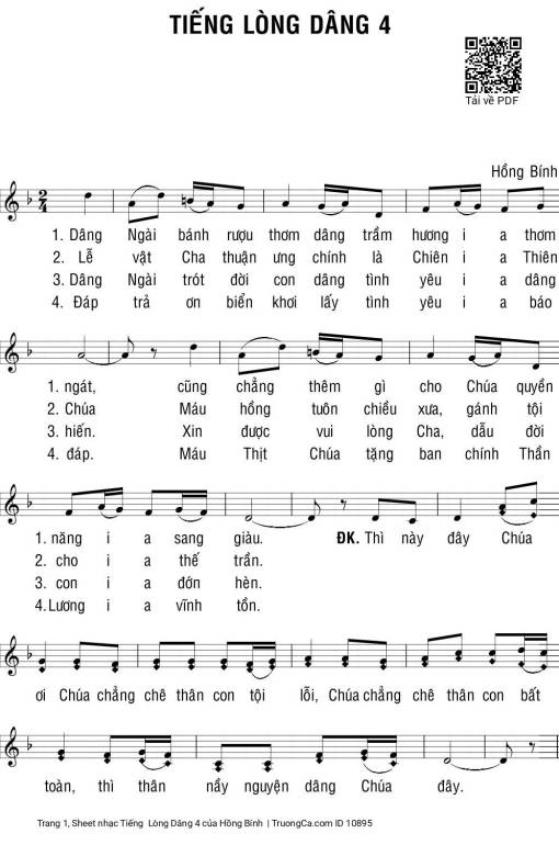 Sheet PDF of Tiếng  Lòng Dâng 4
