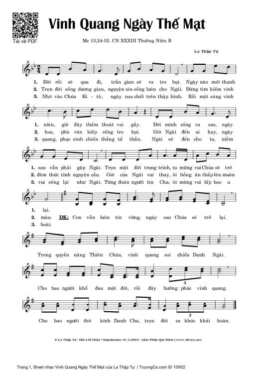 Sheet PDF of Vinh Quang Ngày Thế Mạt