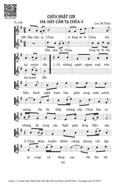 Sheet PDF of Thánh Vịnh 106, Hãy Cảm Tạ Chúa 3