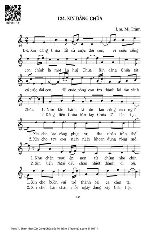 Sheet PDF of Xin Dâng Chúa