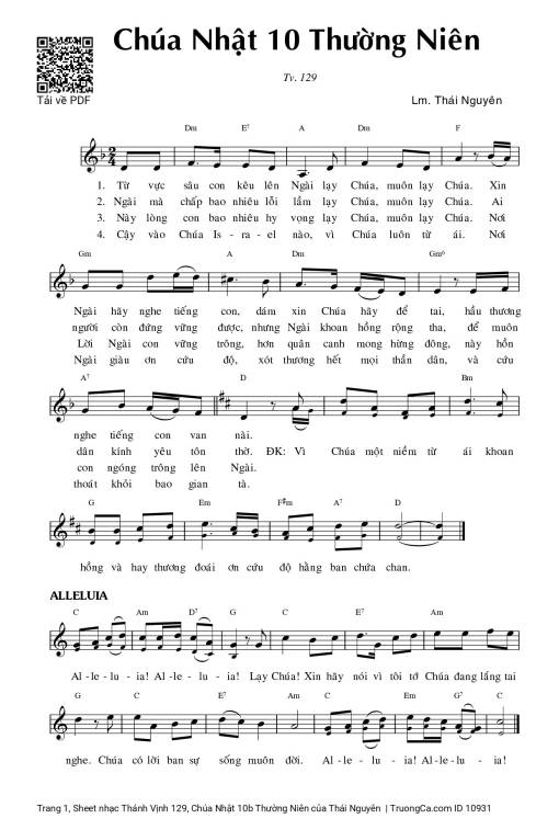 Thánh Vịnh 129, Chúa Nhật 10b Thường Niên