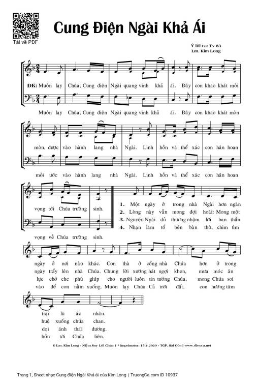 Sheet PDF of Cung điện Ngài Khả ái