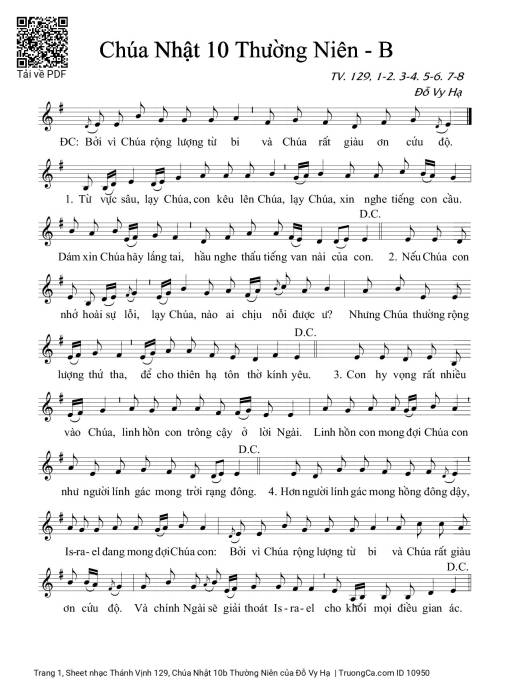Sheet PDF of Thánh Vịnh 129, Chúa Nhật 10b Thường Niên