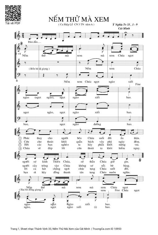 Sheet PDF of Thánh Vịnh 33, Nếm Thử Mà Xem
