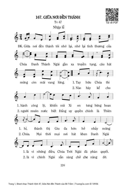 Sheet PDF of Thánh Vịnh 47, Giữa Nơi đền Thánh