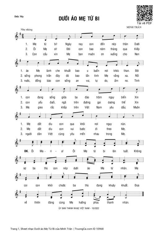 Sheet PDF of Dưới áo Mẹ Từ Bi