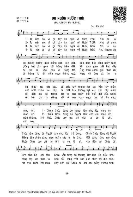 Sheet PDF of Dụ Ngôn Nước Trời