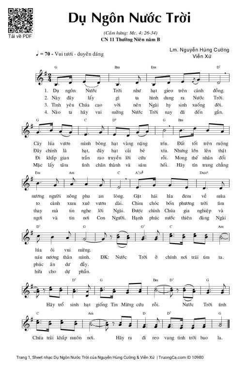 Sheet PDF of Dụ Ngôn Nước Trời