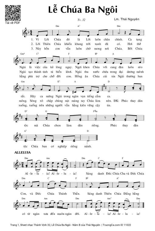 Sheet PDF of Thánh Vịnh 32, Lễ Chúa Ba Ngôi - Năm B