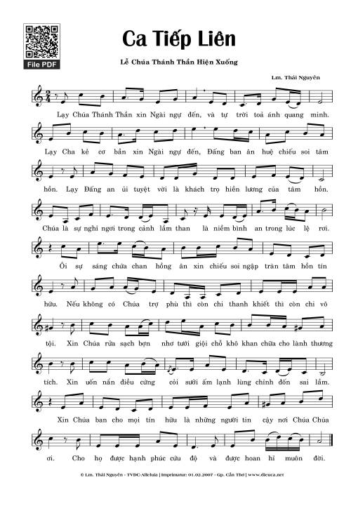 Sheet PDF of Ca Tiếp Liên lễ Hiện Xuống