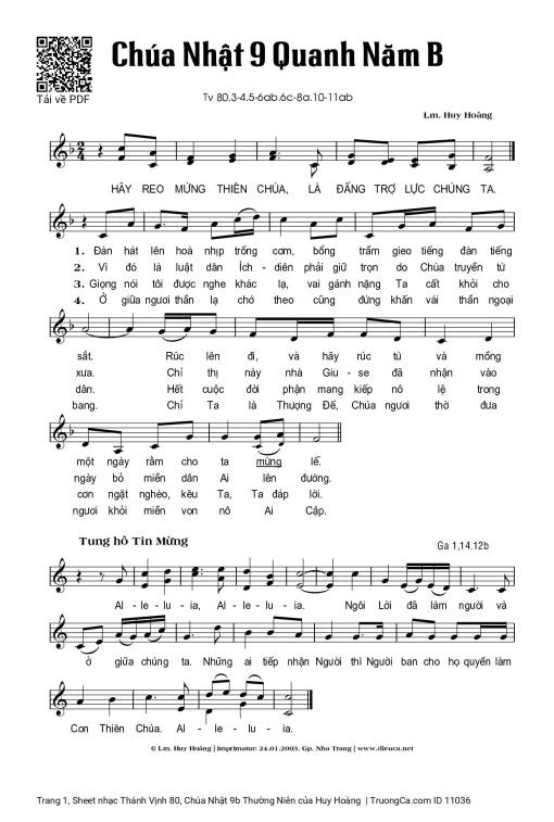 Thánh Vịnh 80, Chúa Nhật 9b Thường Niên