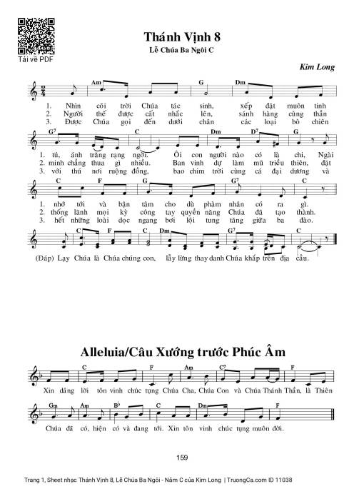 Sheet PDF of Thánh Vịnh 8, Lễ Chúa Ba Ngôi - Năm C