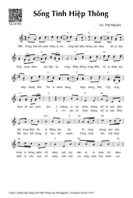 Sheet PDF of Sống Tình Hiệp Thông