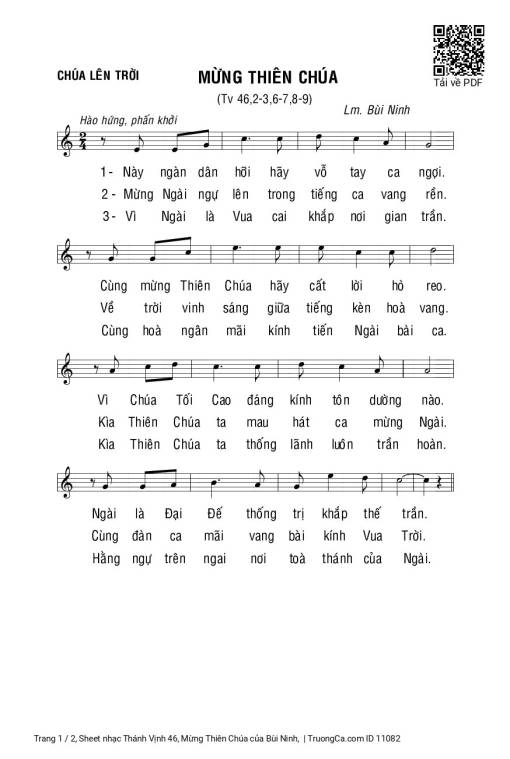 Sheet PDF of Thánh Vịnh 46, Mừng Thiên Chúa