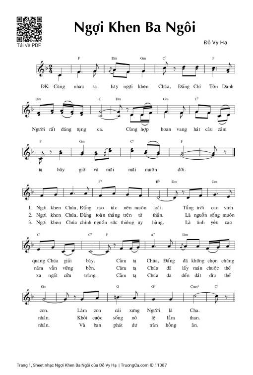 Sheet PDF of Ngợi Khen Ba Ngôi