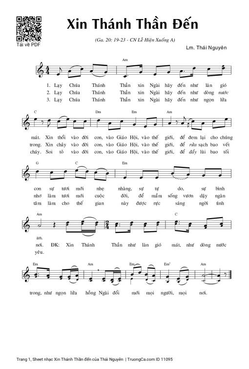 Sheet PDF of Xin Thánh Thần đến