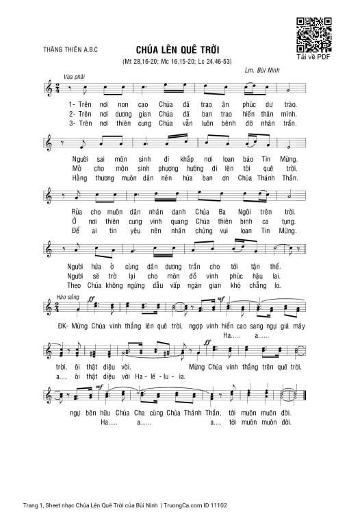 Sheet PDF of Chúa Lên Quê Trời