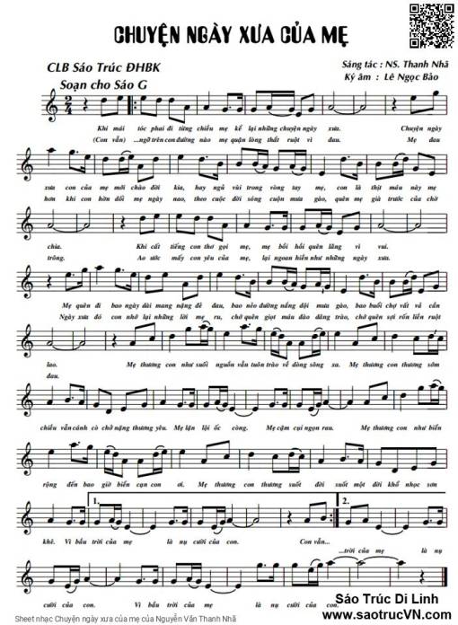 Sheet PDF of Chuyện ngày xưa của mẹ