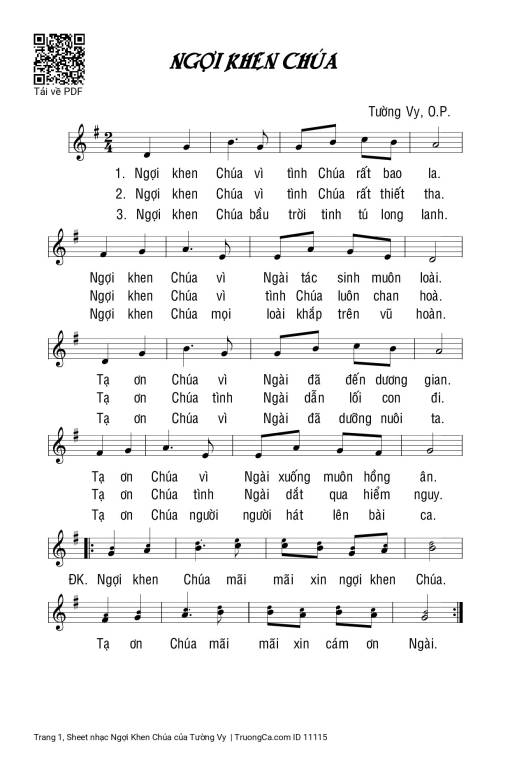 Sheet PDF of Ngợi Khen Chúa