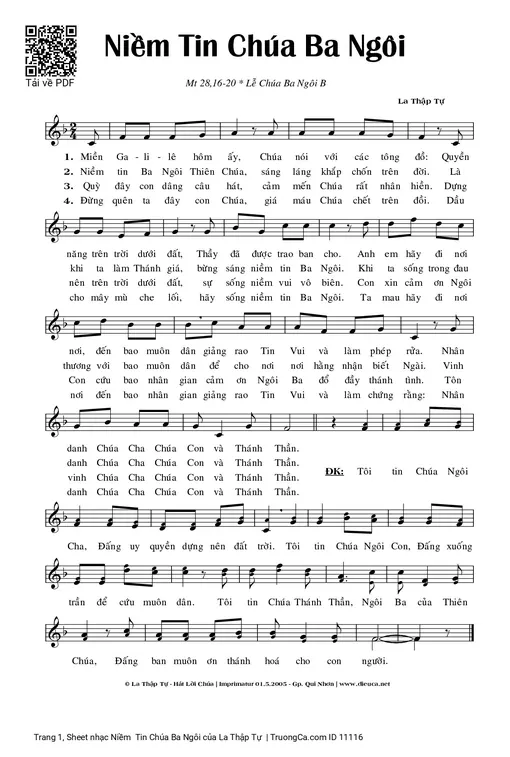Sheet PDF of Niềm  Tin Chúa Ba Ngôi