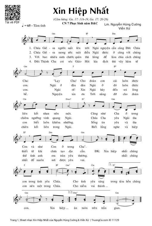 Sheet PDF of Xin Hiệp Nhất
