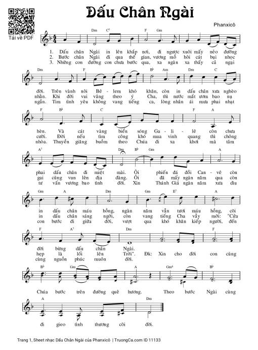 Sheet PDF of Dấu Chân Ngài