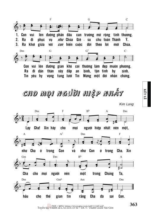 Sheet PDF of Cho Mọi Người Hiệp Nhất