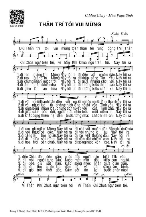 Sheet PDF of Thần Trí Tôi Vui Mừng
