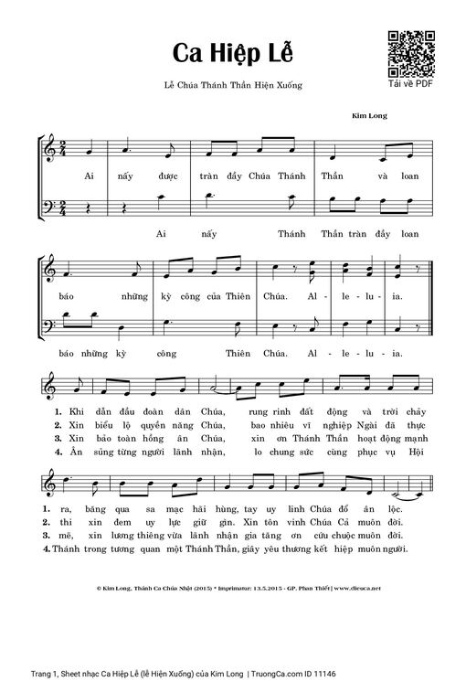 Sheet PDF of Ca Hiệp Lễ (lễ Hiện Xuống)