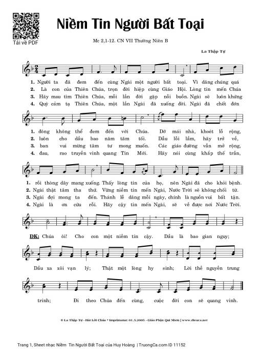 Sheet PDF of Niềm  Tin Người Bất Toại