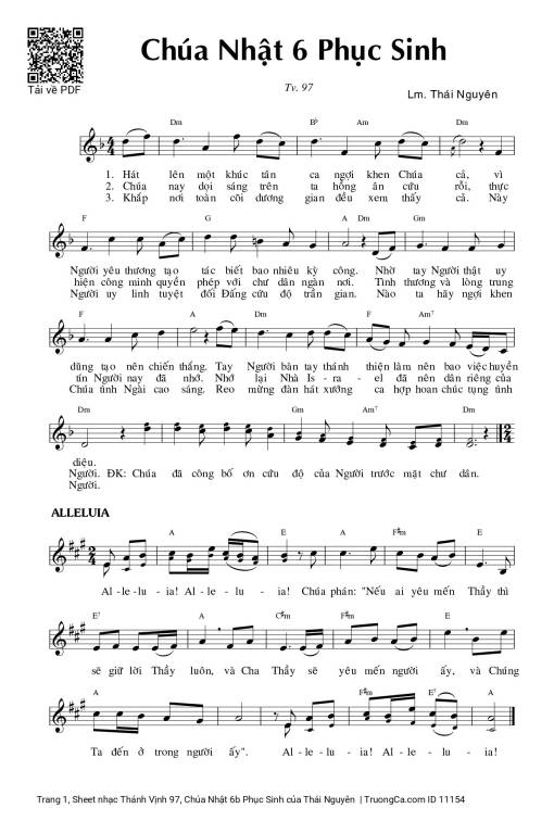 Sheet PDF of Thánh Vịnh 97, Chúa Nhật 6b Phục Sinh