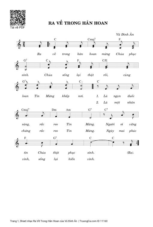 Sheet PDF of Ra Về Trong Hân Hoan