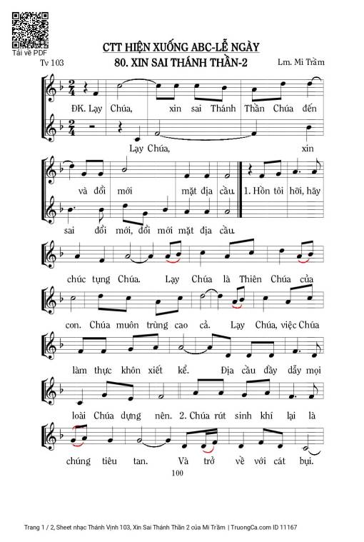 Sheet PDF of Thánh Vịnh 103, Xin Sai Thánh Thần 2