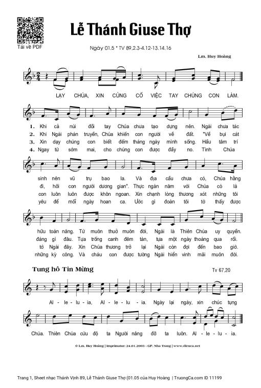 Sheet PDF of Thánh Vịnh 89, Lễ Thánh Giuse Thợ (01.05