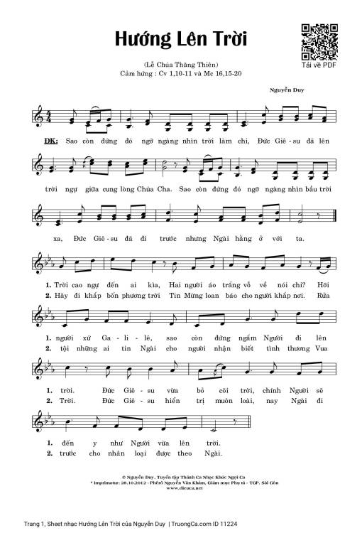 Sheet PDF of Hướng Lên Trời