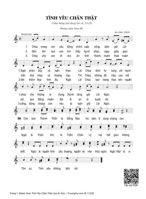 Sheet PDF of Tình Yêu Chân Thật