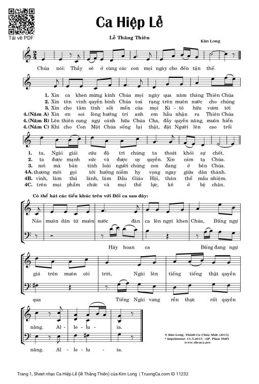 Sheet PDF of Ca Hiệp Lễ (lễ Thăng Thiên)