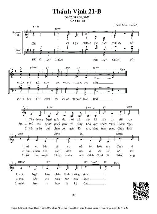 Thánh Vịnh 21, Chúa Nhật 5b Phục Sinh