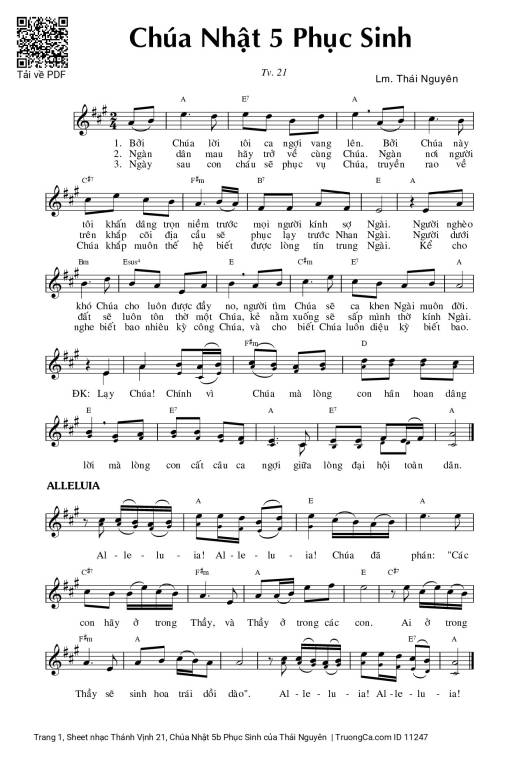 Thánh Vịnh 21, Chúa Nhật 5b Phục Sinh