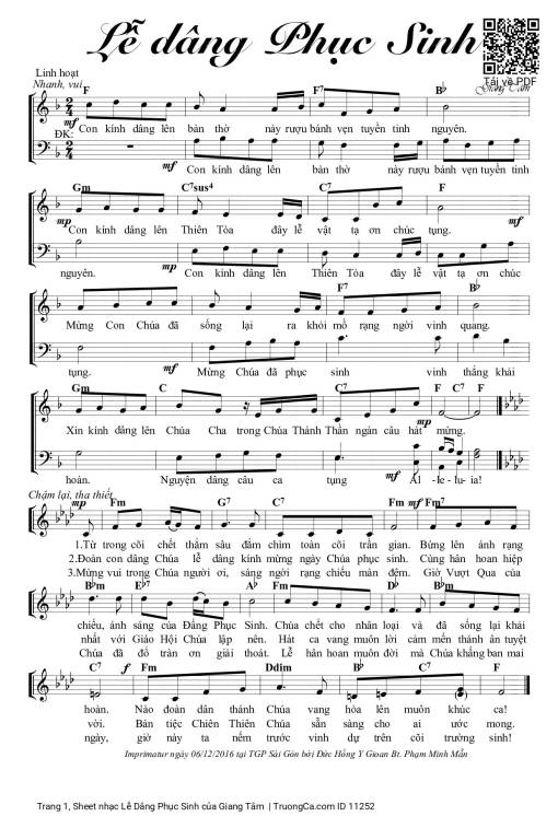 Sheet PDF of Lễ Dâng Phục Sinh