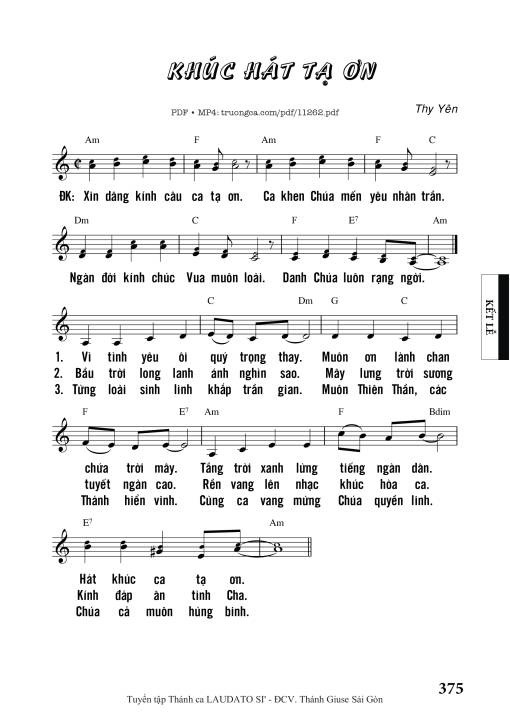 Sheet PDF of Khúc Hát Tạ ơn