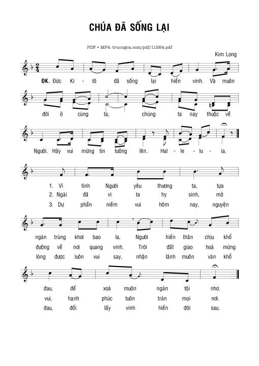 Sheet PDF of Chúa đã Sống Lại