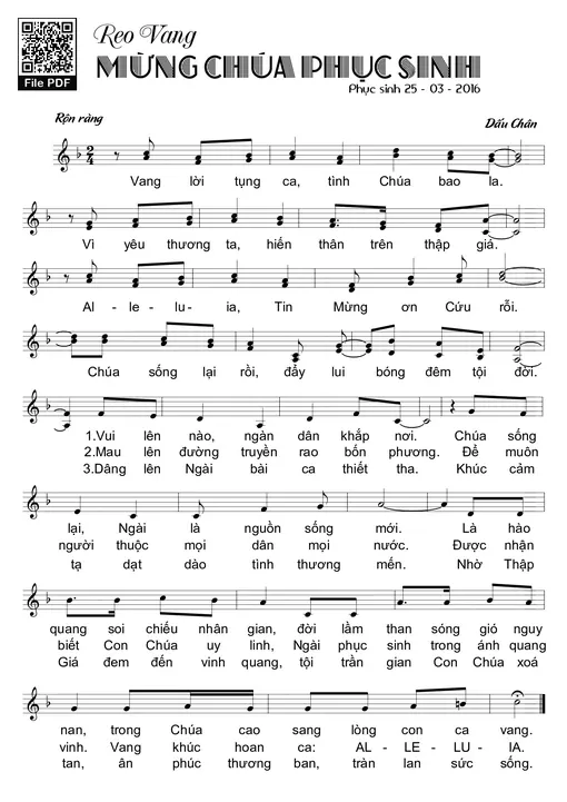 Sheet PDF of Reo Vang Mừng Chúa Phục Sinh