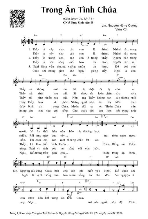 Sheet PDF of Trong ân Tình Chúa