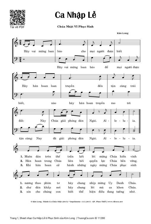 Sheet PDF of Ca Hiệp Lễ 6 Phục Sinh