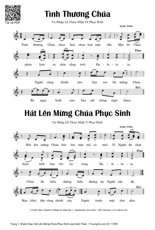 Sheet PDF of Hát Lên Mừng Chúa Phục Sinh
