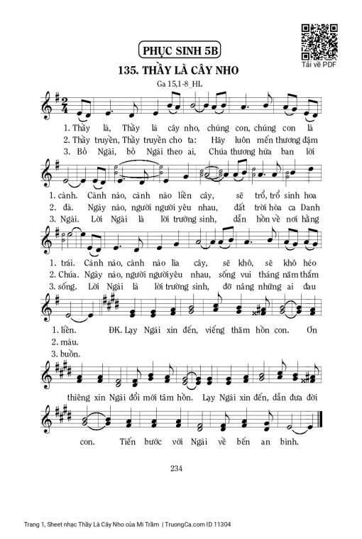 Sheet PDF of Thầy Là Cây Nho