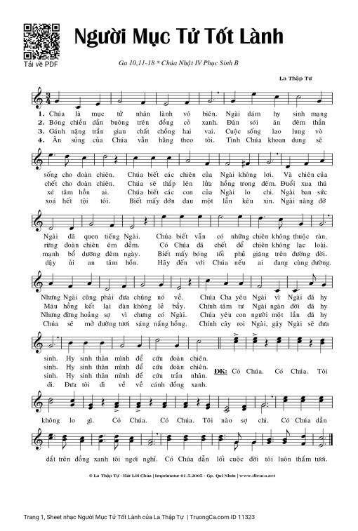 Sheet PDF of Người Mục Tử Tốt Lành